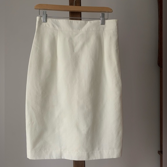 EMILIO BRAVINI | Vintage cream pencil skirt. NWT Linen/Viscose blend. / Sz 8/10 - Picture 1 of 8